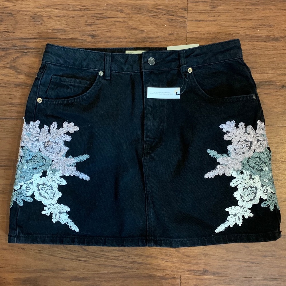 Topshop Black Denim Skirt